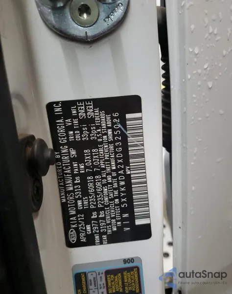 2013 Kia Sorento Sx из США, поврежденный, VIN 5XYKWDA2XDG325026